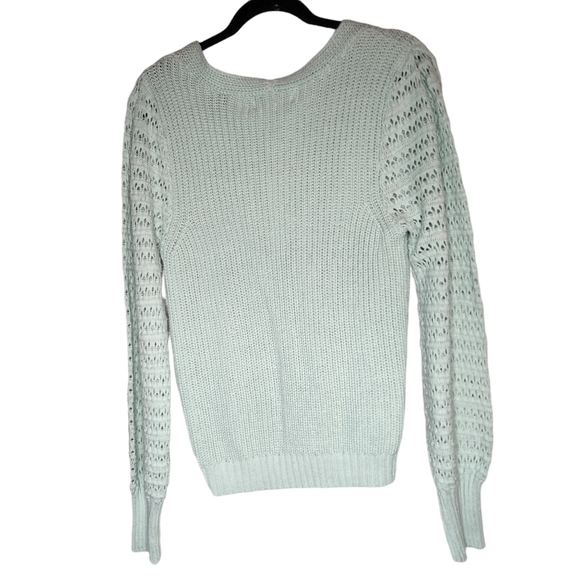 NWT Rachel Zoe Mint Knit Sweater Size Medium Green Blue Cotton Blend - Picture 6 of 16